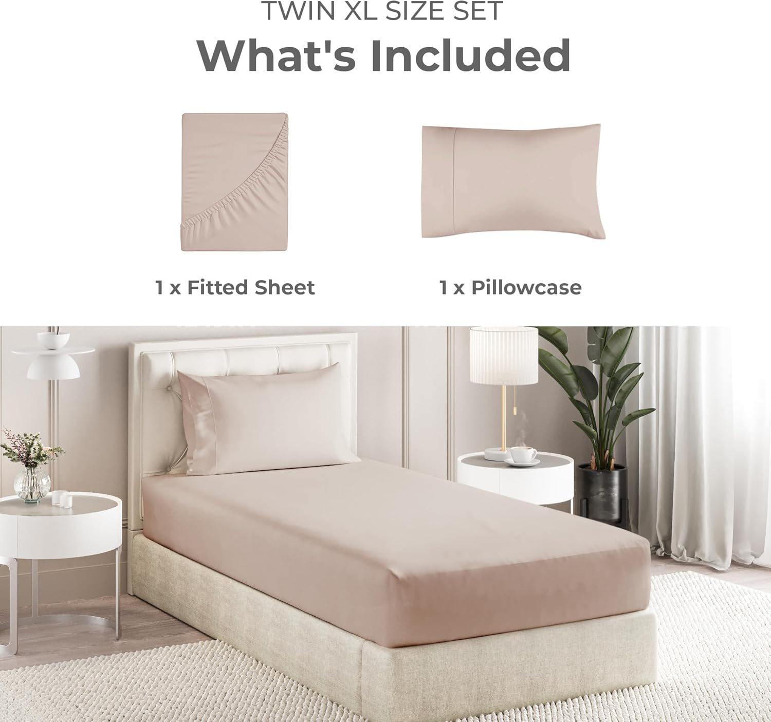 Sleepy Town ツインXLサイズベッドシーツ - 2ピース - フラットシーツなし - ツインXLシーツセット - ソフトで