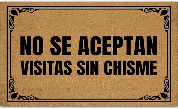 Front Door Mats Outdoor Entrance Outside Funny, No Se Aceptan Visitas Sin Chisme Cute Holiday Indoor Doormats for Front Door 30" X 18" Size, Welcome Mat Indoor Non Slip with Rubber Backing