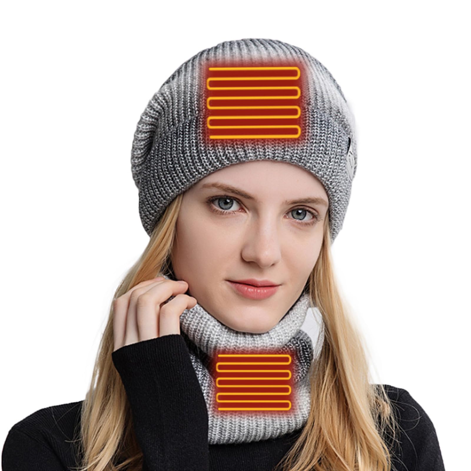 USB Riscaldato Cappello Sciarpa Set Elettrico Caldo Scaldacollo Colore Maglia Cappello Sciarpa Set Riscaldato e Cappello Calore Collo Wrap