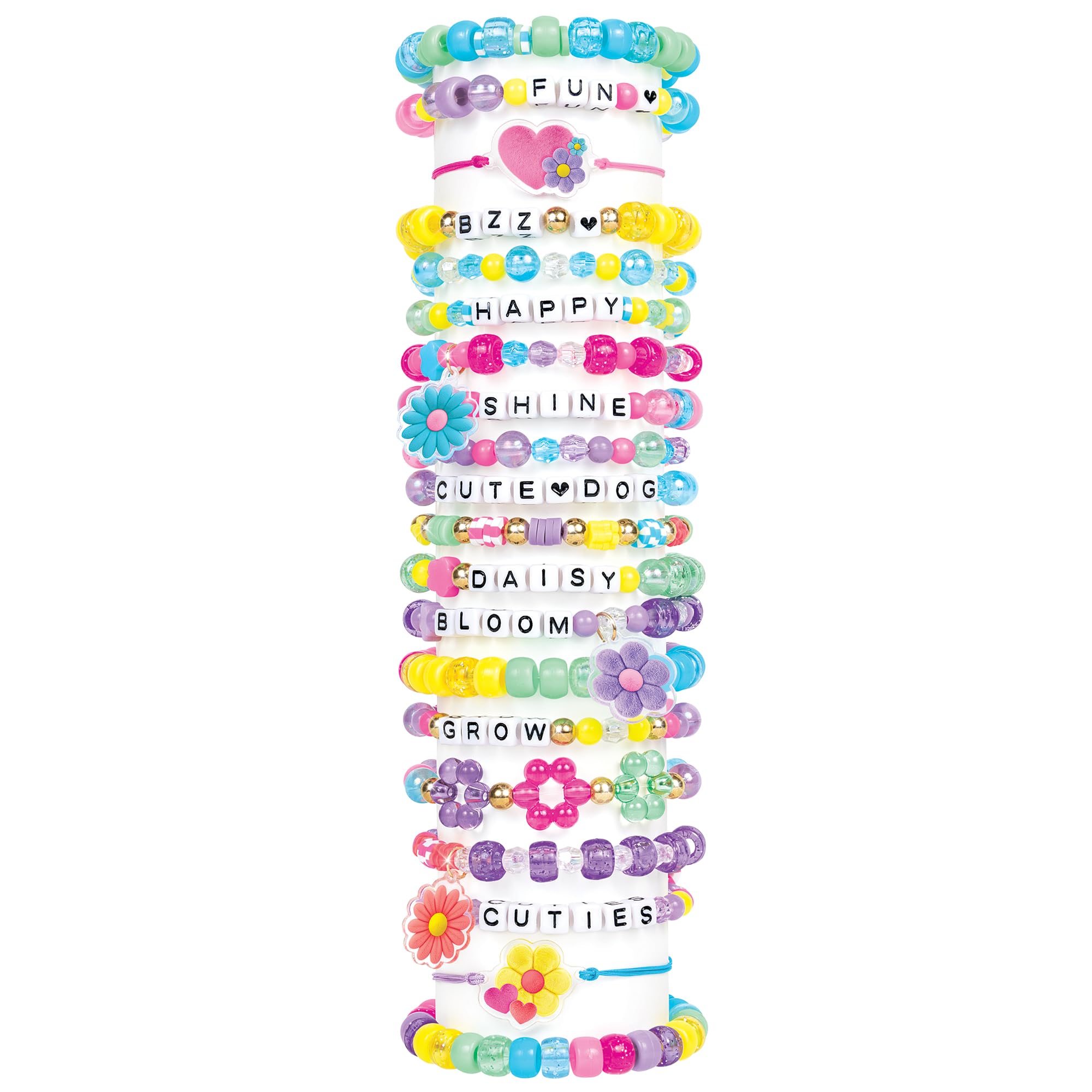 Make It Real: Tour de fleurs de rangement pour perles – DIY 20 bracelets, rangement coloré à 7 niveaux, 628 perles, design-create-wear, trie-stack-stow, enfants 8+