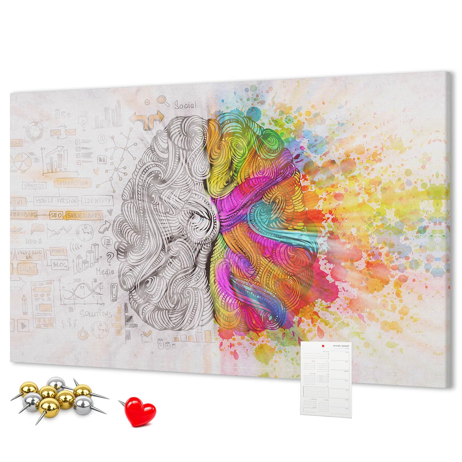 Tablero de corcho 140x100 cm | Abstracción del cerebro