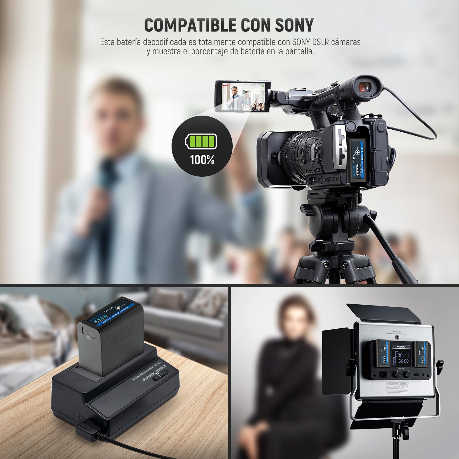 NEEWER 2Pcs NP-F970 7800mAh Batería Repuesto para Sony FX3/FX30/A7, para Canon R5, para Nikon Z8, Batería NP-F Recargable 20W Tipo C PD Carga Rápida para Cámara Videocámara Monitor Luz LED, TP-F970