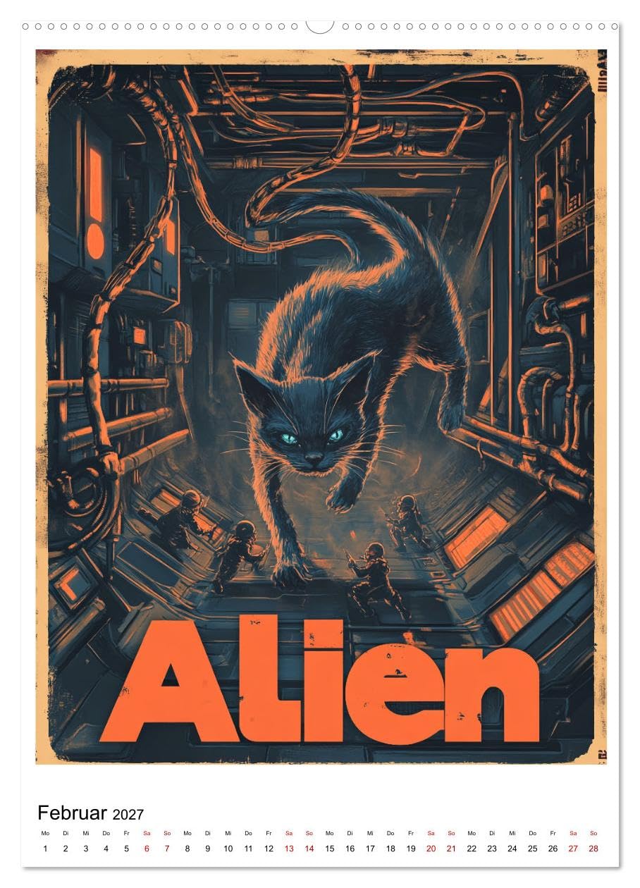 Großes Katzenkino (hochwertiger Premium Wandkalender 2027 DIN A2 hoch), Kunstdruck in Hochglanz: Kinofilme, die mit Katzen so viel realistischer wären (CALVENDO Spass)
