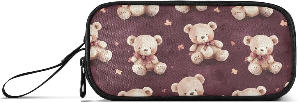 Large Pencil Case Teddy Bears Organizer Pencil Bag Office Stationery Box Organizer with Zipper