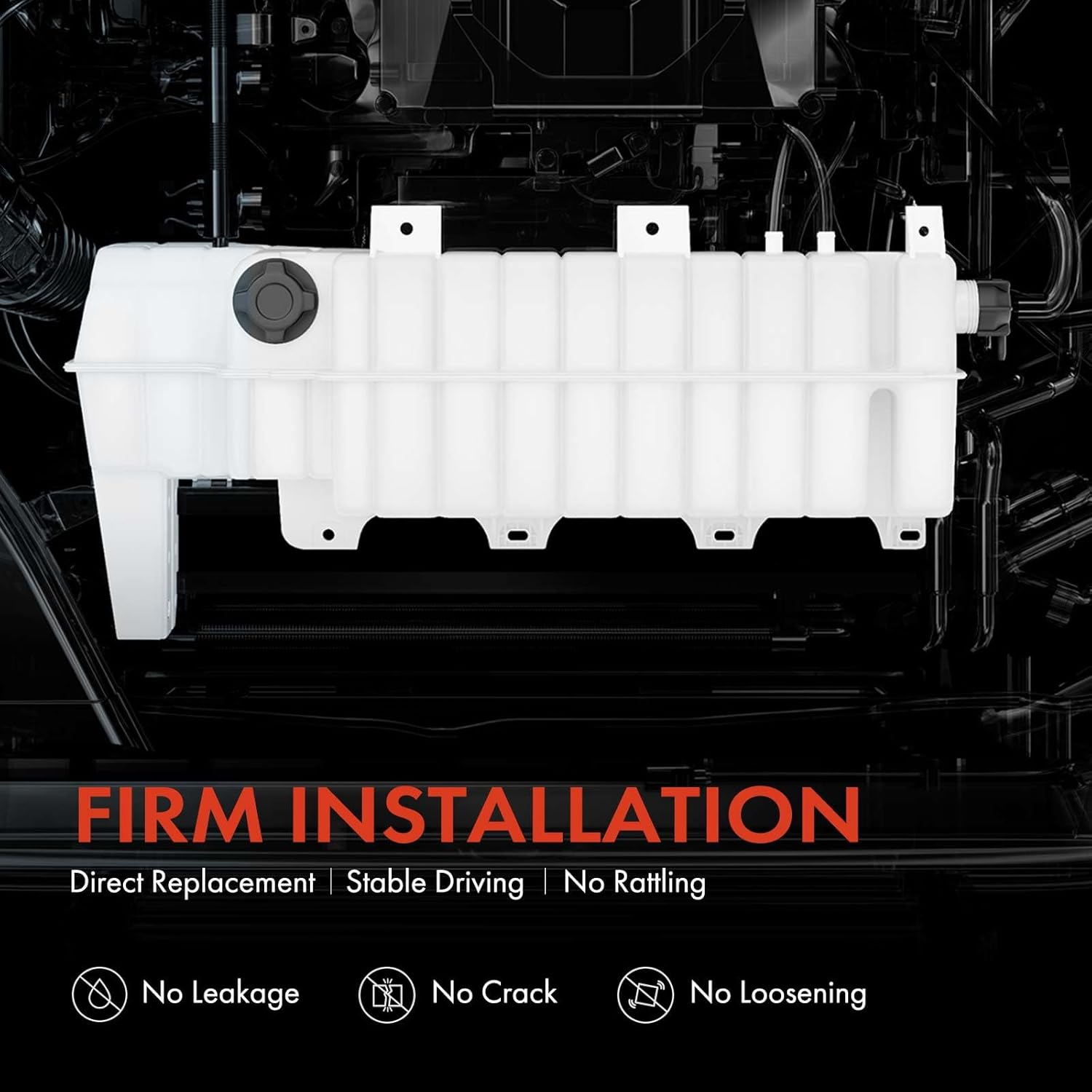 A-Premium Engine Coolant Reservoir with Caps(2) & Sensor Compatible with 2008-2024 Volvo VHD VNL VNM Trucks, 2008-2024 Mack CHU CXN CXU Trucks, Replaces OE Part# 21513975, 21846997, 21513979, 21846995