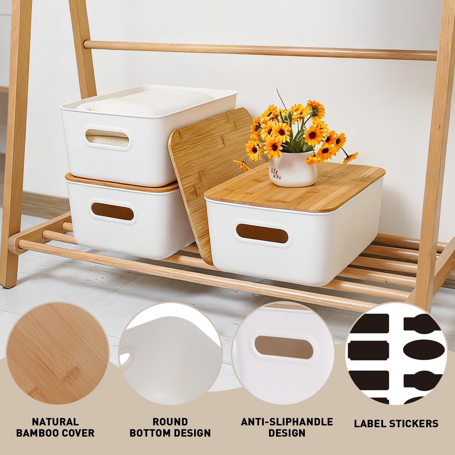 Amazon.com - Citylife 2 PCS Storage Bins with Bamboo Lids Plastic