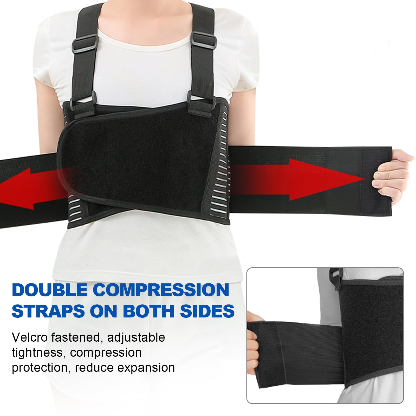Rippenschutzgürtel mit Stahlplatte - Atmungsaktiver & Verstellbarer Bandage für Rippenbruch, Rippenprellung und Interkostalneuralgie - Stabiler Halt zur Schmerzlinderung für Männer & Frauen