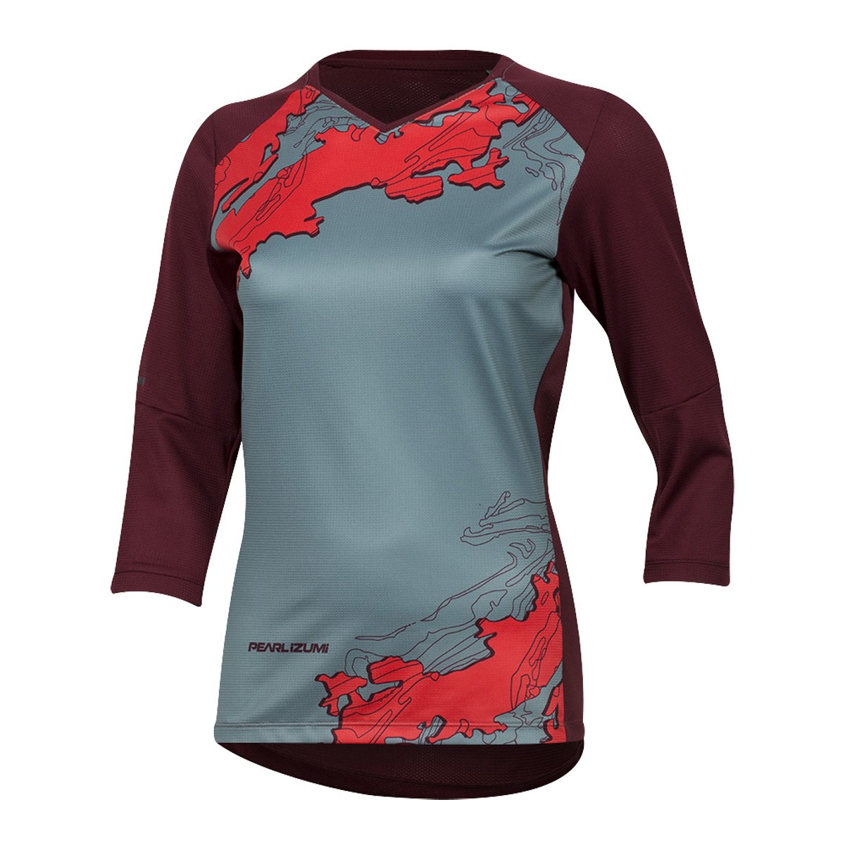 PEARL IZUMI Women's Launch 3 Quarter Sleeved Jersey, Cayenne/Port Composite, Medium