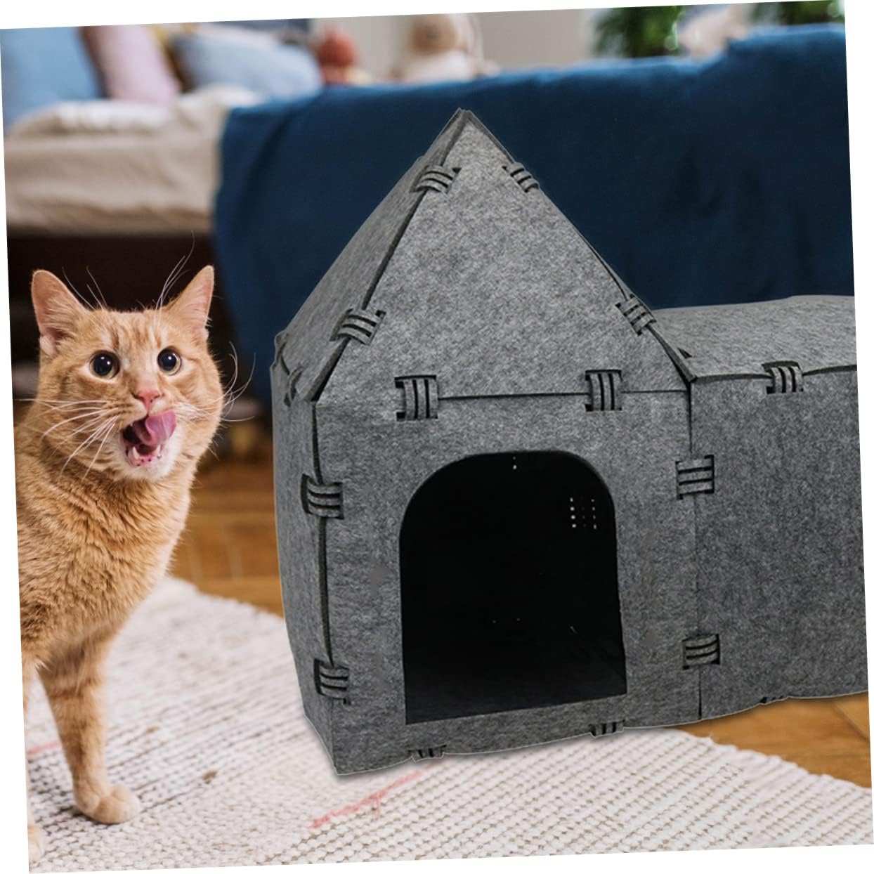 MERRYHAPY Felt Cat Tunnel for Indoor Cats Creative Pet Nest Soft Tear-Resistant Material Engaging Interactive Playground for Kittens and Pets Multi-Season Use