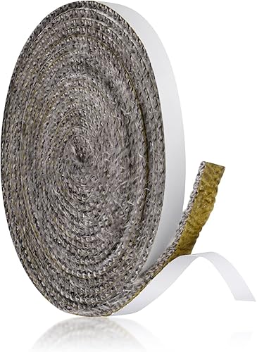 Savita Sello de cinta para chimenea de 13 pies x 0.4 pulgadas x 0.118 in, junta de sello de cuerda de fibra de vidrio autoadhesiva de repuesto para