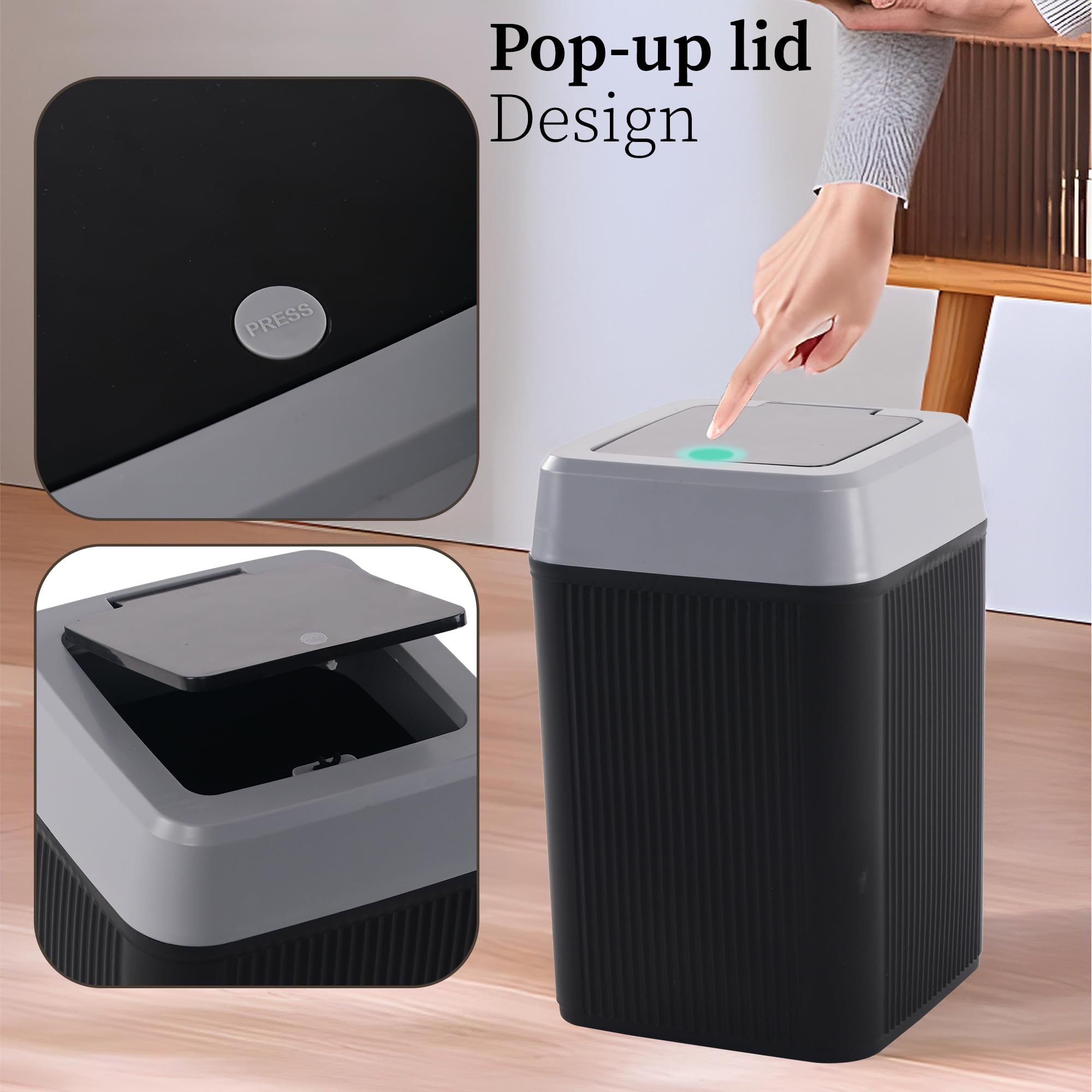 Heart Home 10L Waste Basket - Stylish & Easy Open -4 Heart Home 10L Waste Basket - Stylish & Easy Open -4