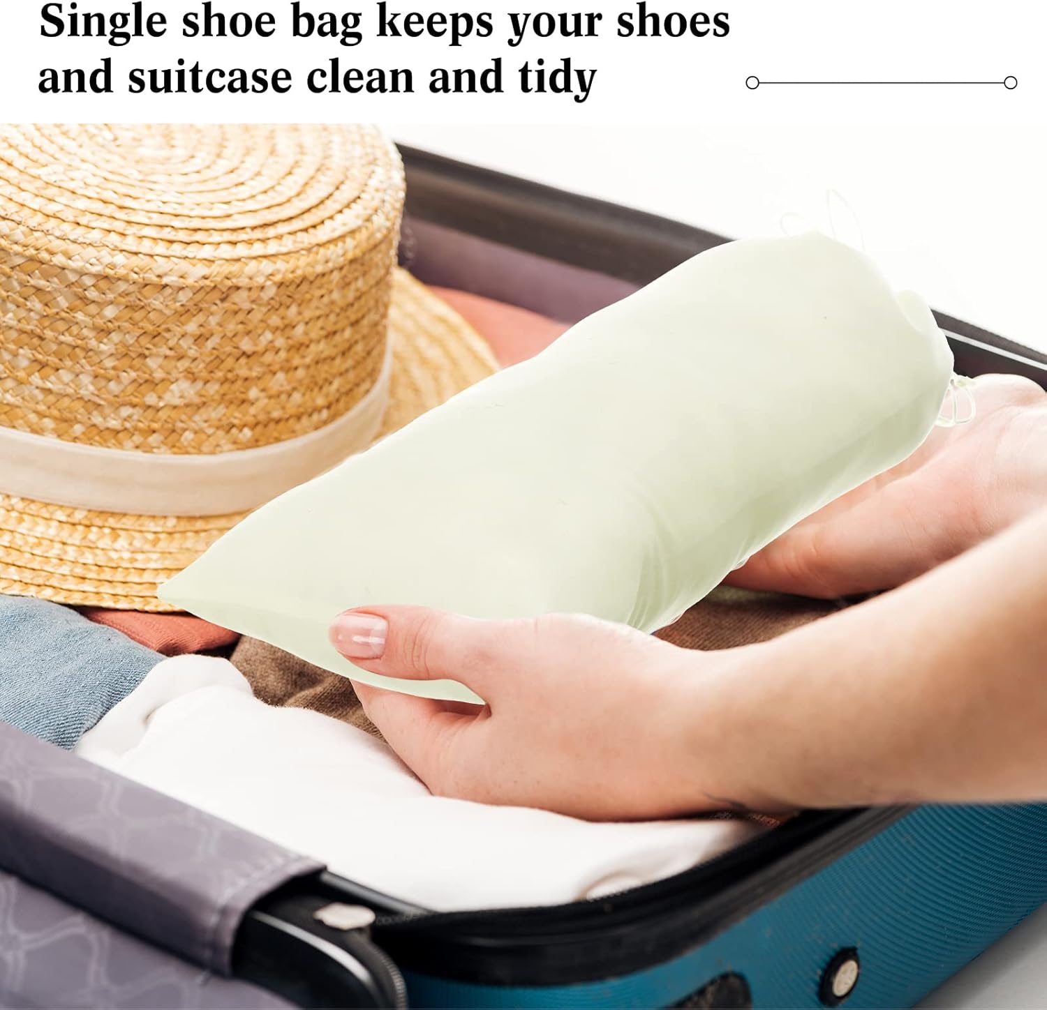 Chumia 12 Pcs Shoe Dust Bags Single Pouch with Drawstring Closure Washable Breathable Shoe Covers for Travel Home Luggage Handbags Organizer - Image 5