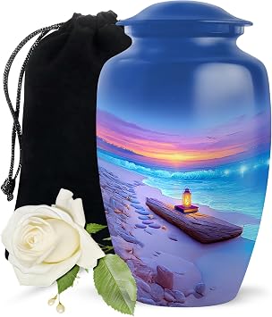 Beach Funeral Urn Large 10 Inch, Adult Burial Urns for Human Memorial Ashes