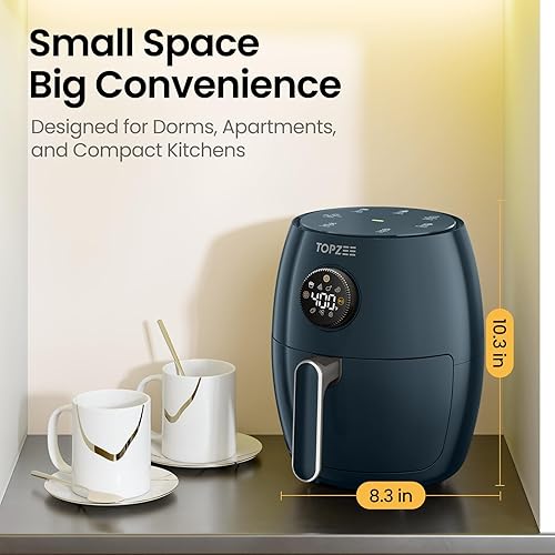 Miniatura 3 de Pequeña freidora de aire compacta, 2.1 cuartos de galón, mini freidora de aire pequeña 4 en 1, hornear, asar, recalentar, 98% menos aceite, control