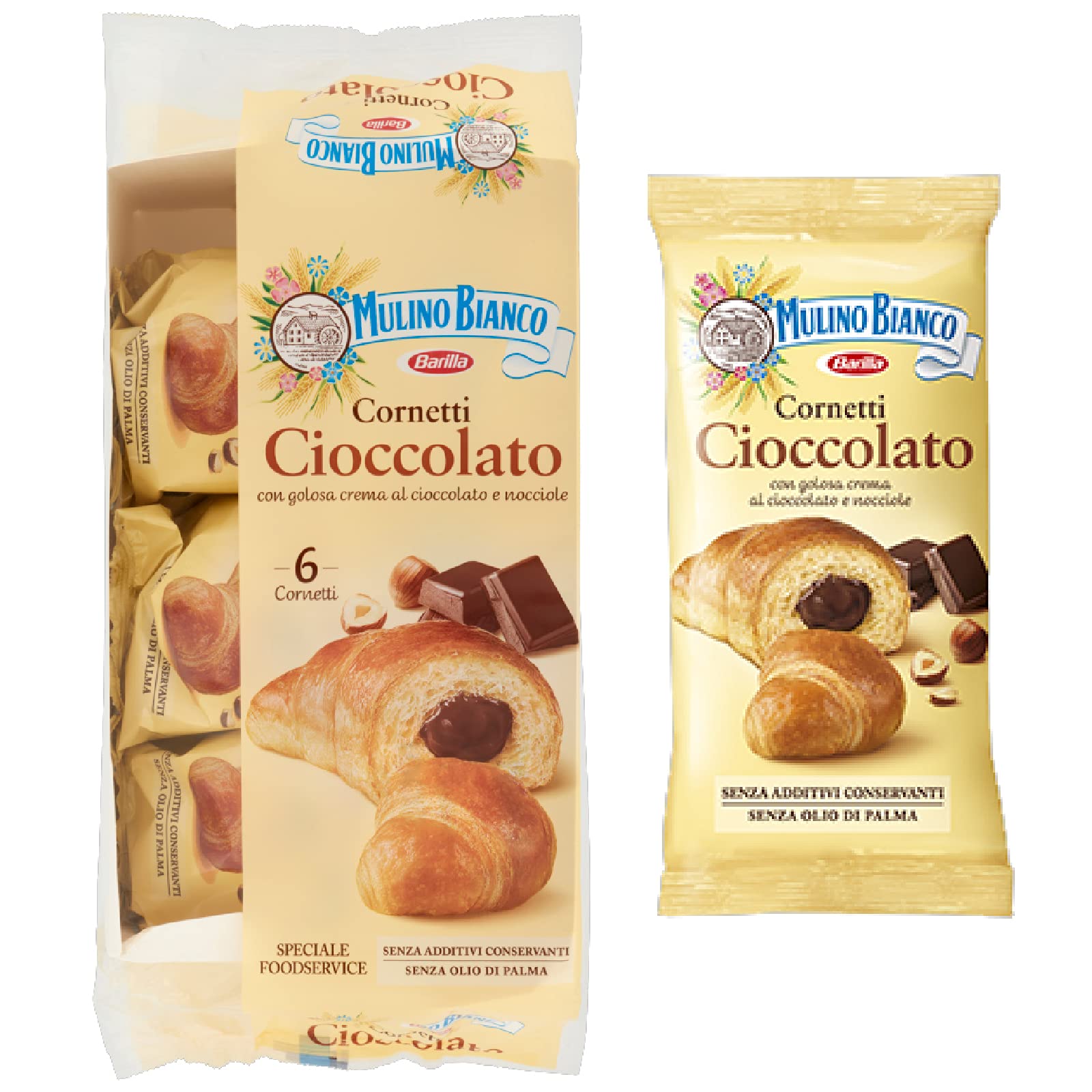 8 x MERENDINE MULINO BIANCO FOOD SERVICE CORNETTI CIOCCOLATO 6 PZ 300g HOTEL