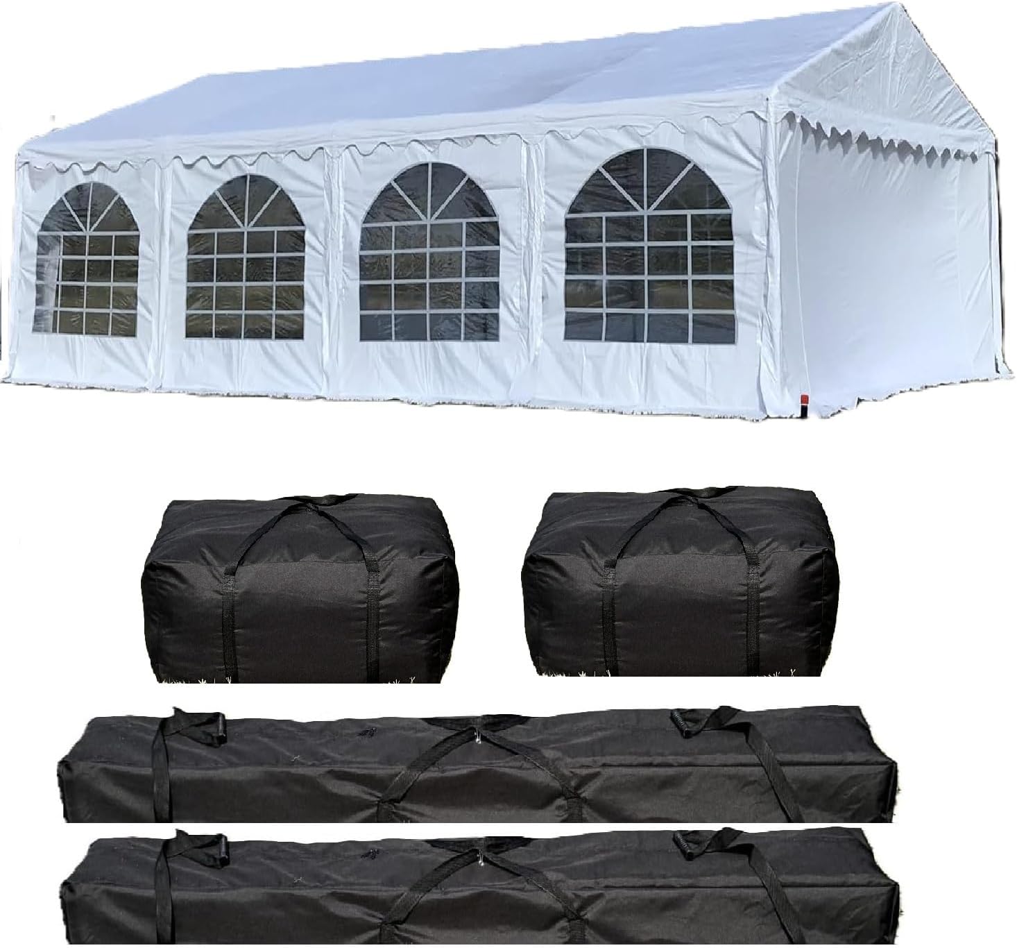Delta 32'x16' Fire Retardant (FR) PVC Party Tent, Wedding Tent Canopy, Outdoor Event Shelter, Garden Gazebo, with Waterproof Top, Galvanized Steel Tubes, Carry Bags