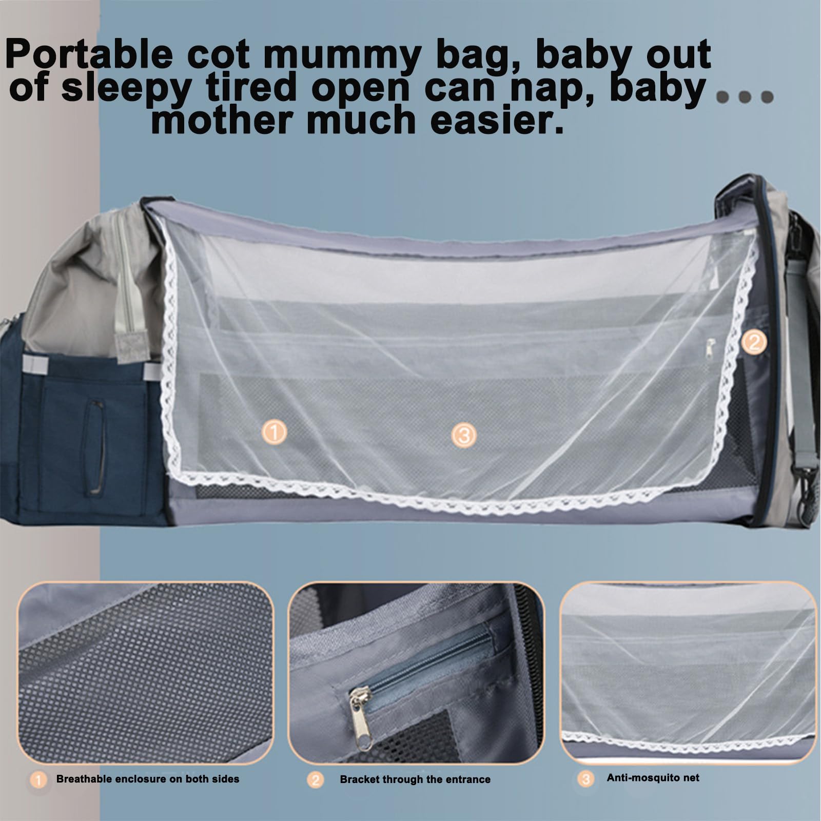 Chickwin Borsa Zaino Fasciatoio Neonato, Borsa Pieghevole per Culla, Moda Zainetto Fasciatoio Grande Multifunzione Borsa Bebè con Fasciatoio Portatile,per Mamma e Tata (Nero)