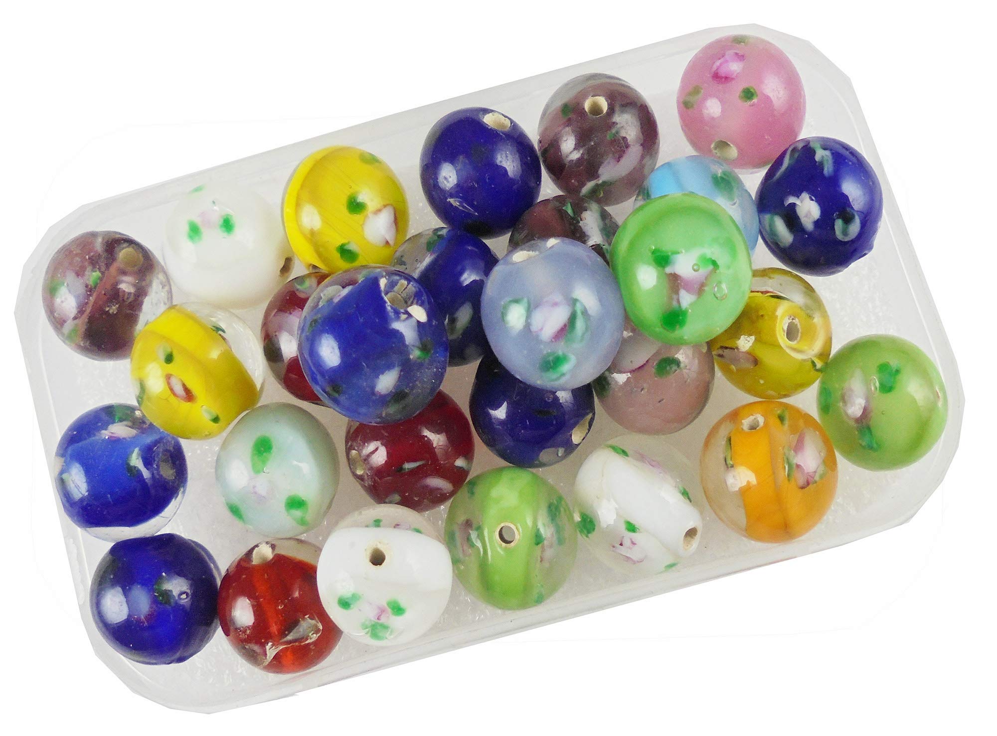 eshoppee Multi Color 12mm 25 pcs Monalisa Glass Beads for Jewellery Making kit Art and Crafts Materials for Necklace Bracelet Earring Making Materials DIY kit