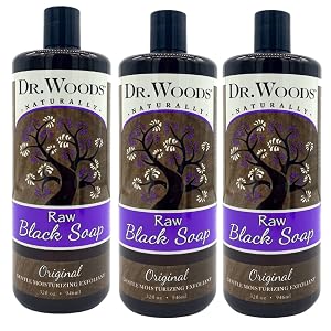 Dr Woods Raw Liquid Black Soap Body Wash for Men and Women Gentle Exfoliant Natural Cleanser for Face