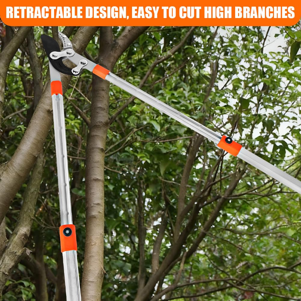 Teleskop Astschere, 69-107cm Astschere, Gartenschere mit Scharfe SK5-legierter Klinge, Maximale Öffnung 100mm, Baumschere Teleskop, Professionelle Gartengeräte Heckenschere für Dicke Äste
