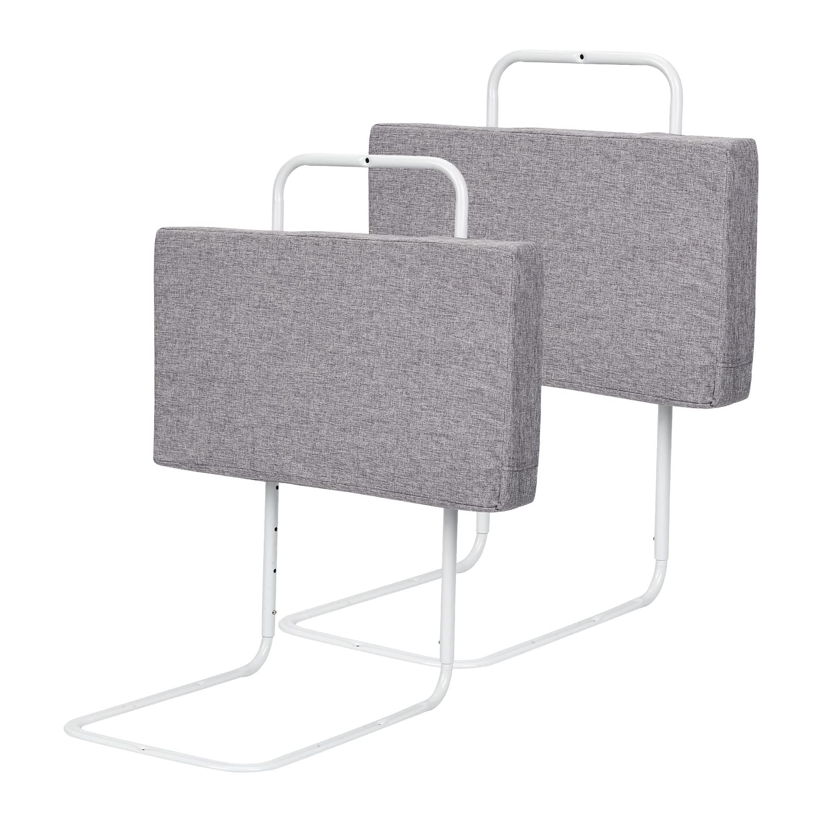 Barierka ochronna do łóżeczka dziecięcego, 50 x 28 cm, 2 x miękka ochrona przed wypadnięciem, z regulacją wysokości, z 1 x wymienną poszewką materiałową, kolor szary