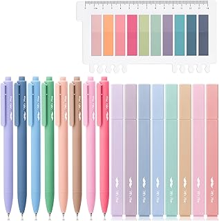 Mr. Pen Aesthetic Bible Highlighter and Pen Set, 16 Pack, 200 Sheets Transparent Sticky Tabs, No Bleed, Chisel Tip
