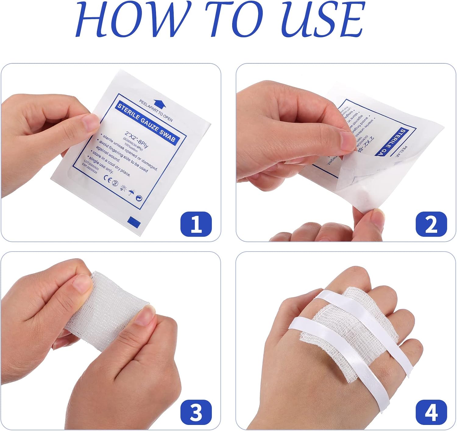 Healifty 30pcs 5cm x 5cm Non Woven Cotton Gauze Pads Sterile Dressings for Home Outdoor - Image 4