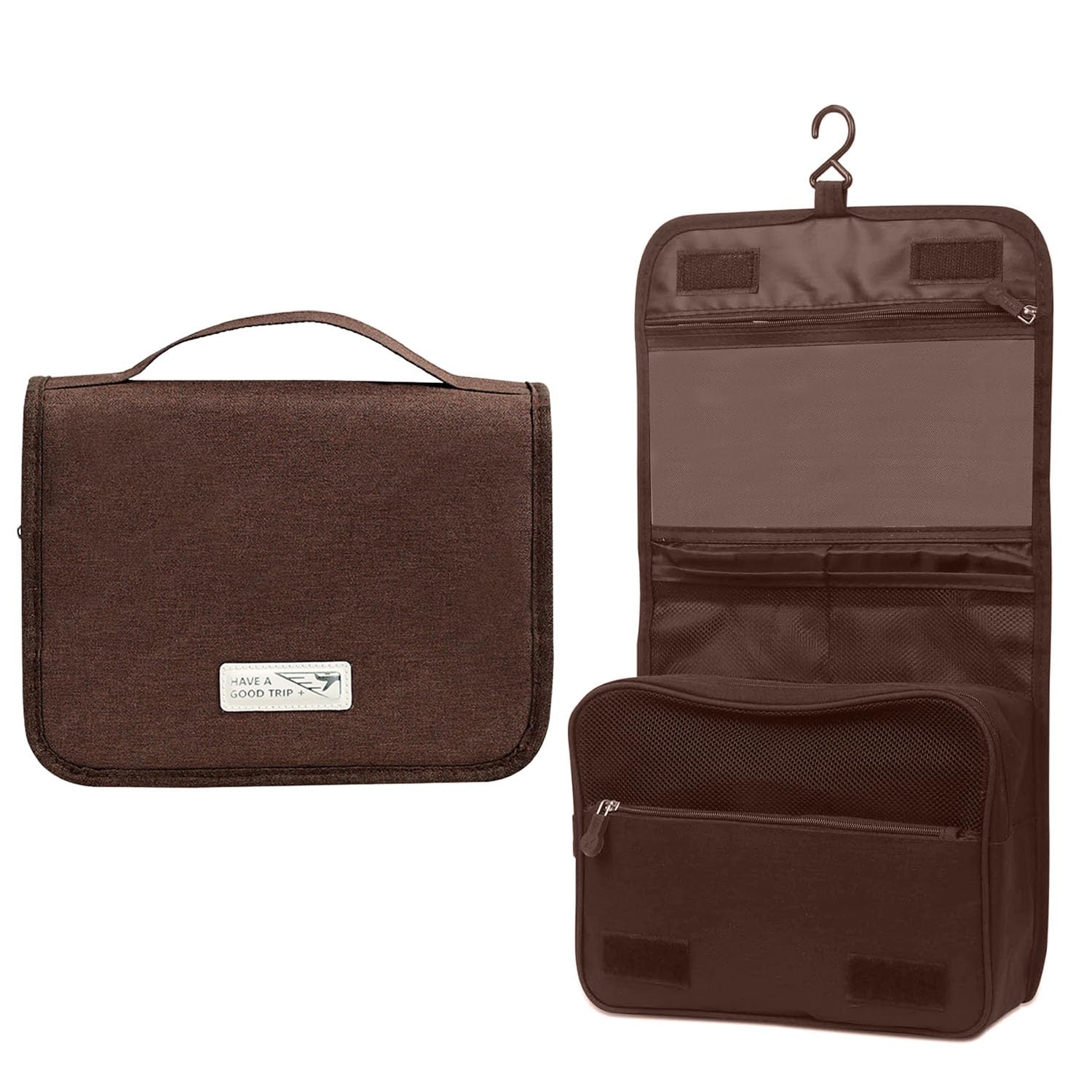 Toiletry Bag - Organizer Pouch With Hook for Men & Women, Travel Accessories Kit for Toiletries, Shaving Kit, Cosmetics & Medicine Holder (Brown)-image-49