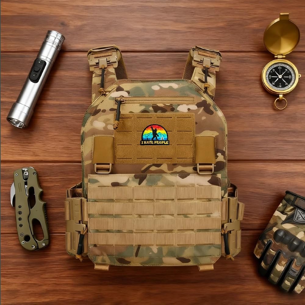 Funny Tactical Military I Hate People Hook Loop Patch,2 Pack Emblem Embroidered Applique Morale Patches Accessories for Backpacks Vests Jackets Hats Clothing Caps Bags Harness T-Shirts Coat Jeans image 4