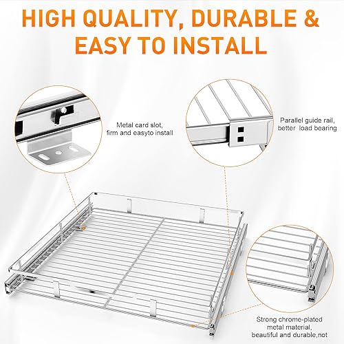 Miniatura 6 de Organizador de gabinete extraíble, estantes de despensa deslizantes resistentes con almohadilla de limpieza antideslizante, almacenamiento de