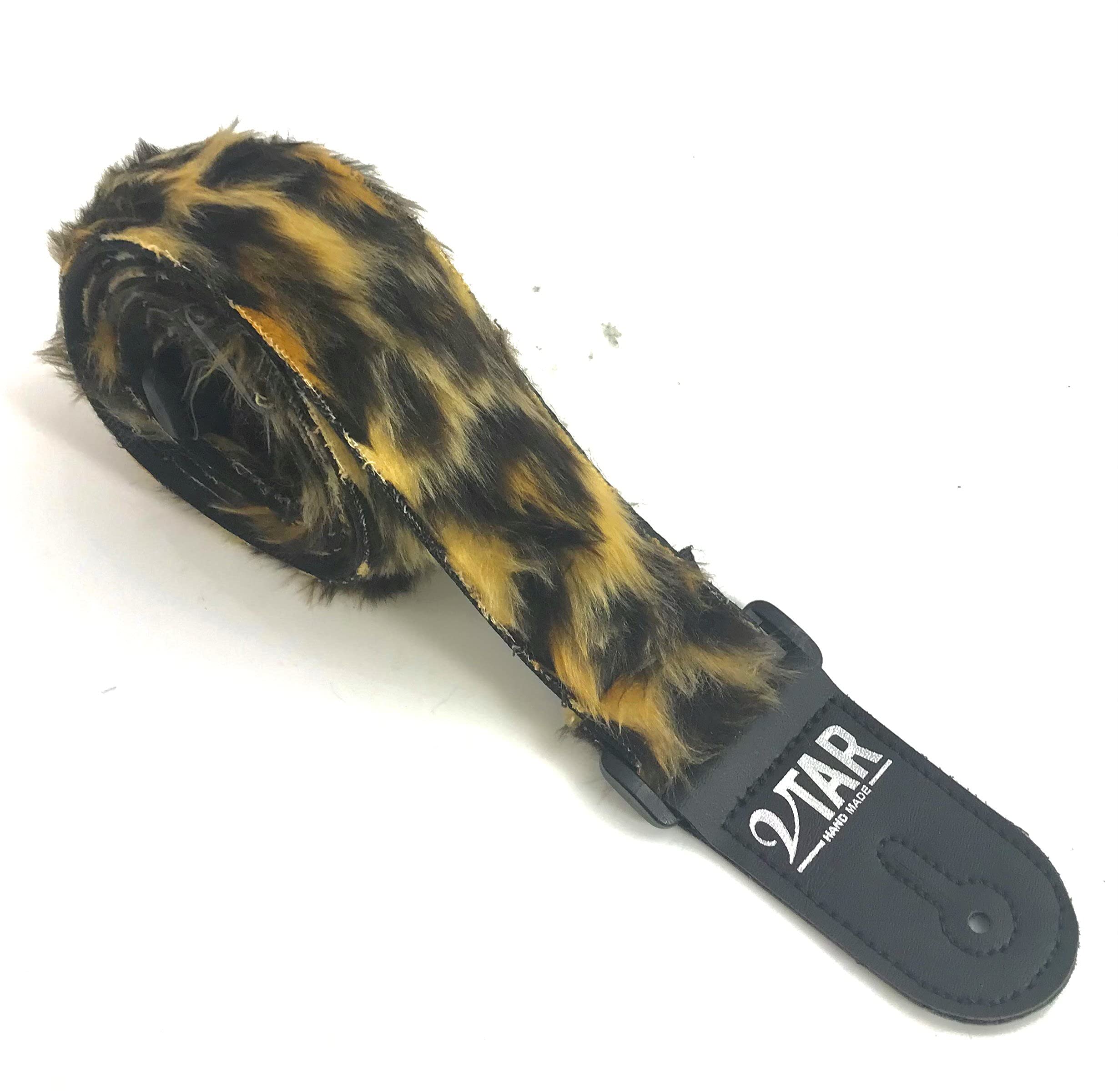 Vtar Leopard Animal Safari Themed Vegan Faux Fur Guitar Straps Acoustic, Electric, Bass (Leopard)