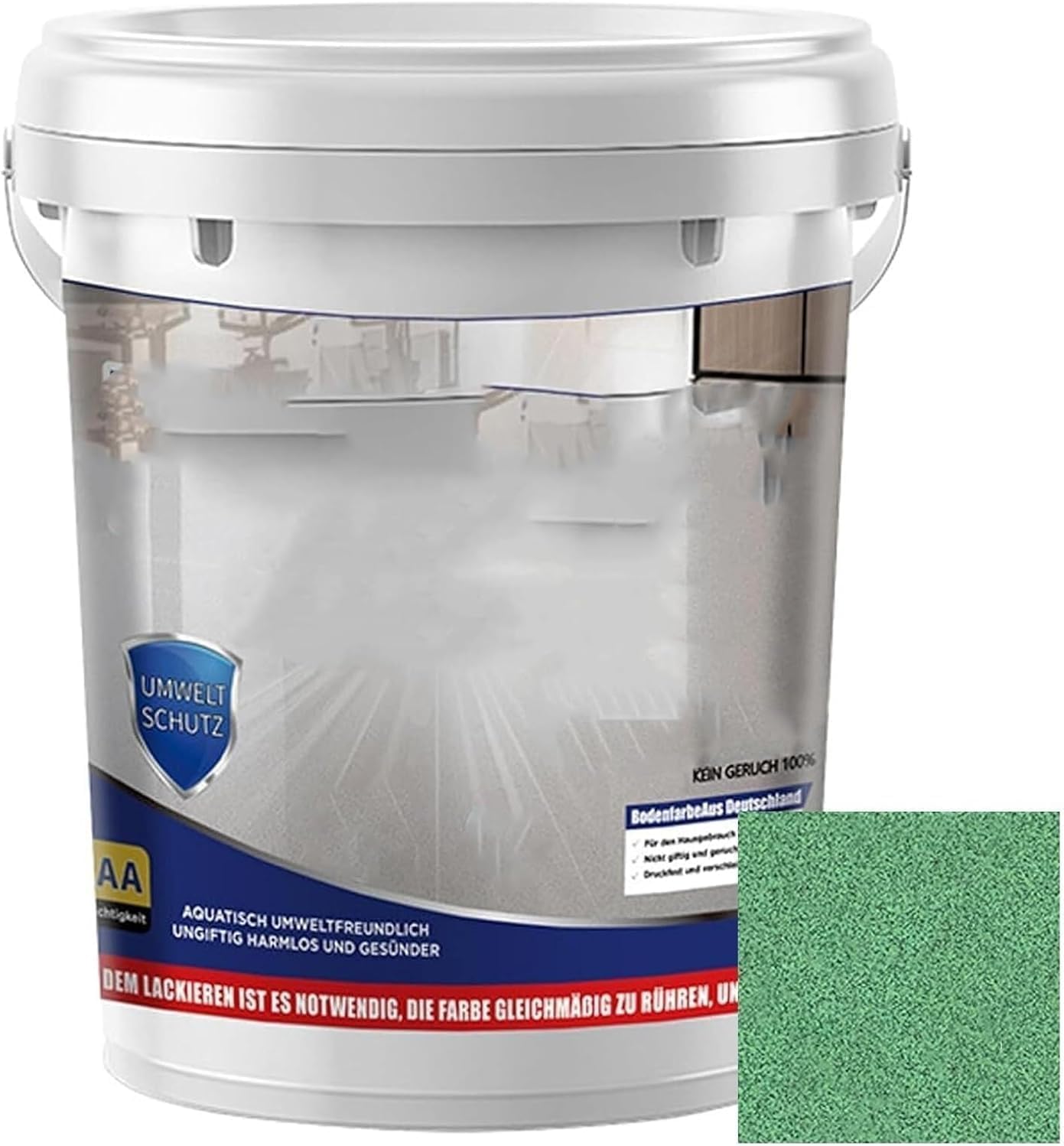 Epoxy Colored Sand Floor Paint, High Gloss Marble Effect Garage Coating, Waterproof & Non-Slip Self-Leveling Epoxy Floor Coating (Brilliant Green)