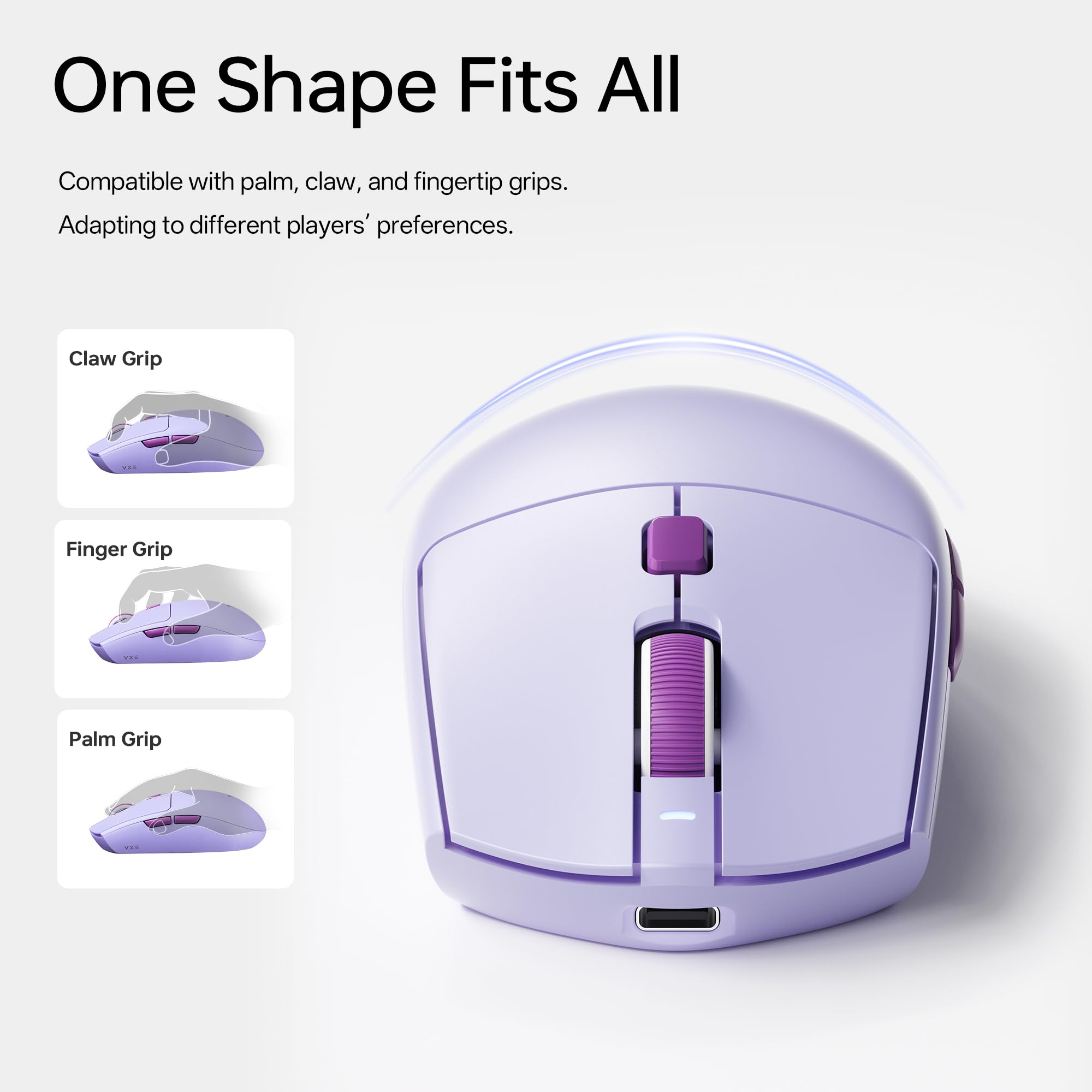 VXE V3 Pro Leichte kabellose Gaming-Maus, PAW3395 SE-Sensor, 18000 DPI, 6 programmierbare Tasten, 300 h Akku, 1K Abfragerate, kompatibel mit PC, Mac (V3 Pro, Schwarz)