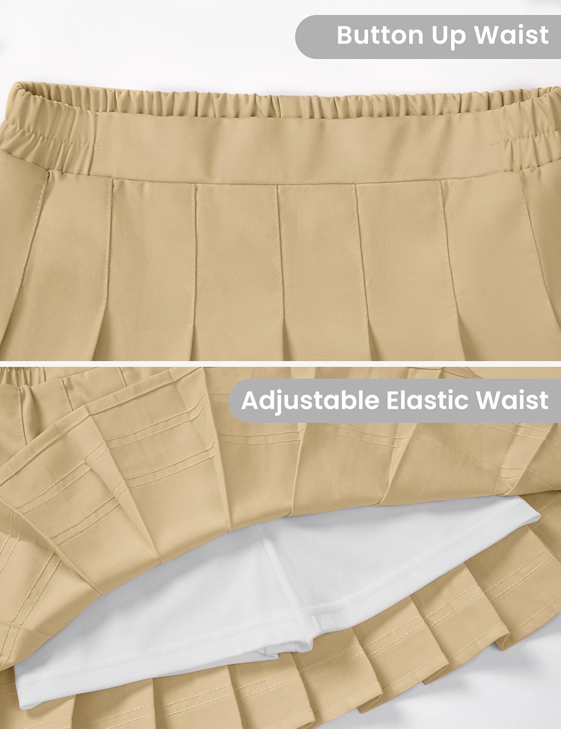 Auranso Girls Pleated Skirt Kids Tennis Elastic Waist Uniform Plaid Skirt 4-14 Y - Image 5