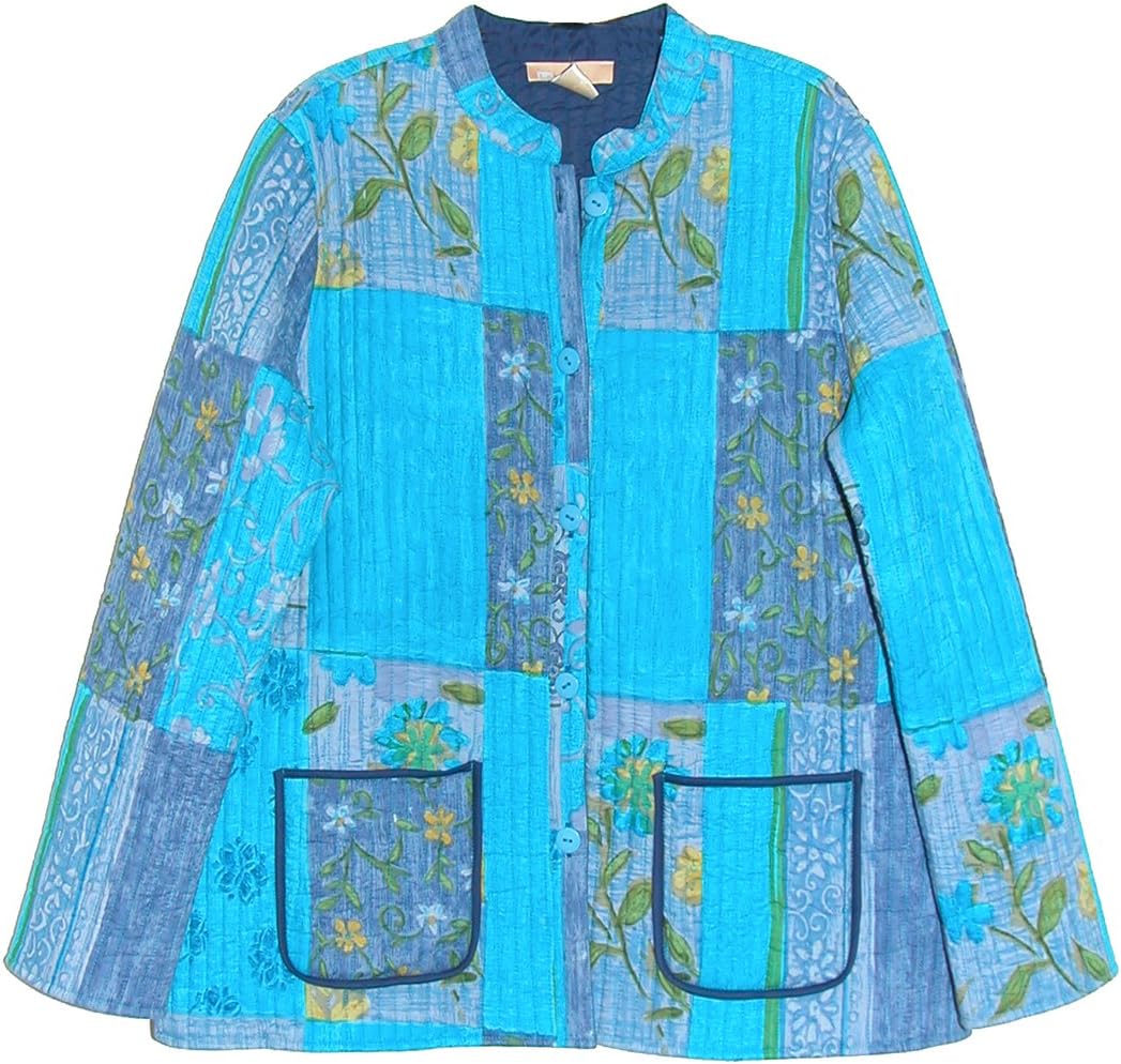 LA CERA Women's Quilted Floral Cotton Jacket – Button-Down with Pockets, Plus & Petite Sizes