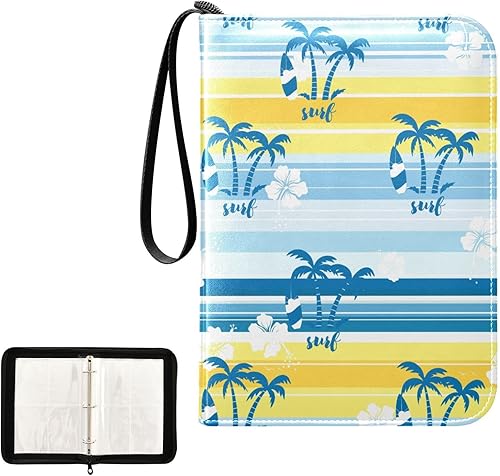 Miniatura 2 de Summer with Windsurf Card Binder with 50 Removable Page Sleeves PU Leather Collectible Trading Card Albums Book with Zipper for Games Card,Baseball