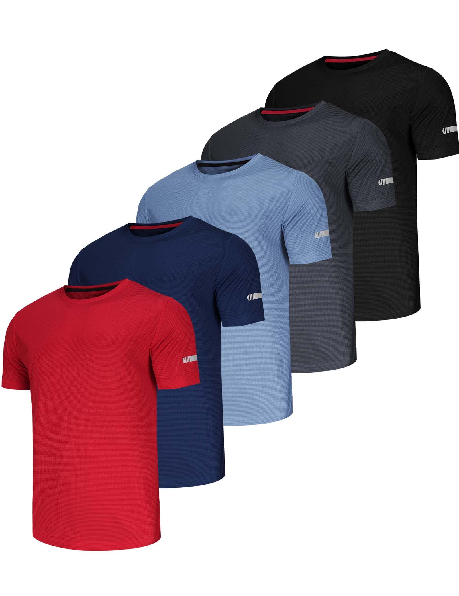 5 Pack Sports Tshirts Uomo Camicia Funzionale Asciugatura Rapida Camicia Da Allenamento Traspirante Camicia Fitness Camicia Da Allenamento Per Corsa Allenamento Bodybuilding T-Shirt Sportive Da Uomo