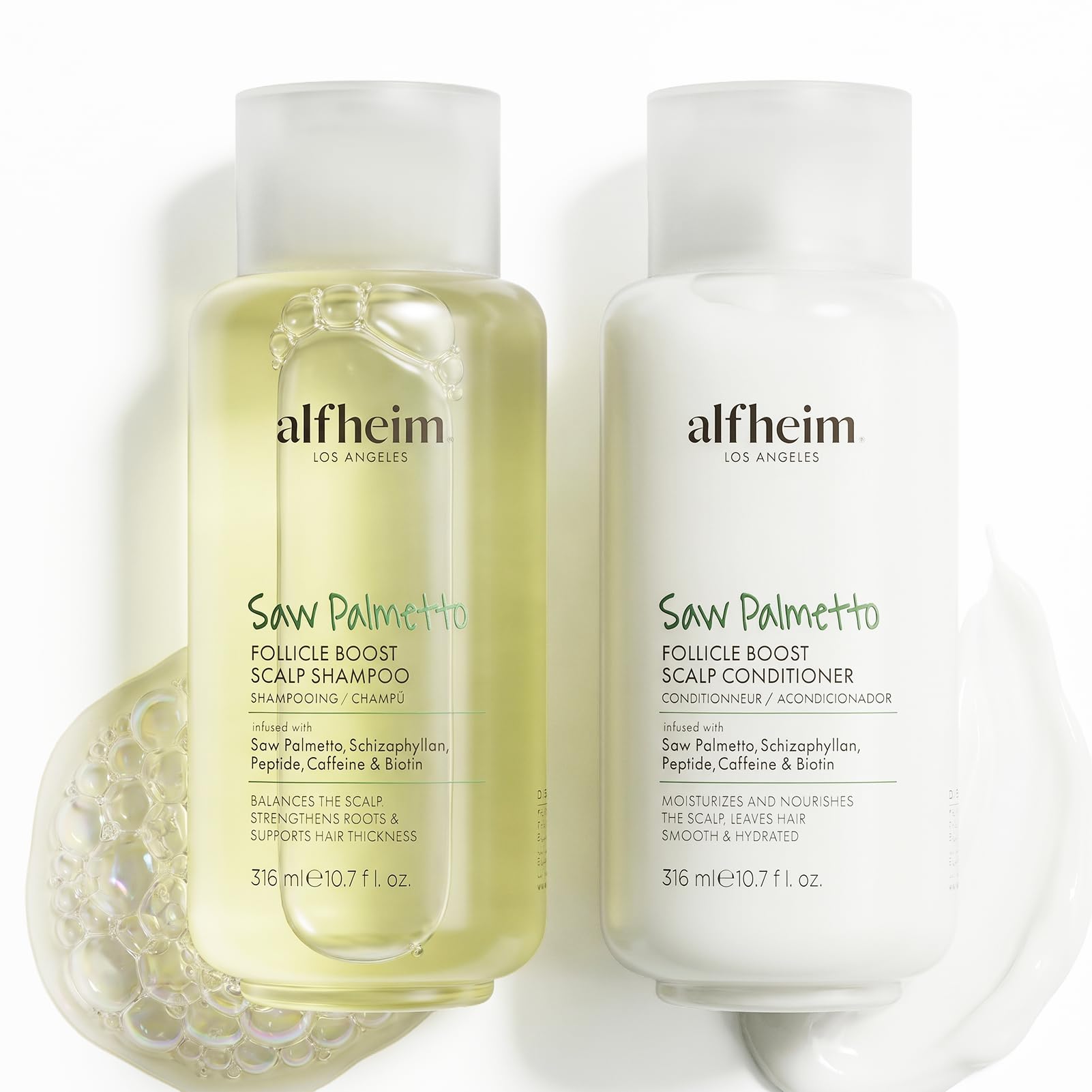 Alfheim ALFHEIM Saw Palmetto Shampoo & Conditioner Set for Thinning Hair, Sulfate-Free Scalp Care System, Balances, Strengthens & Nourishes for Fuller-Looking Hair, 10.7 fl Oz Each