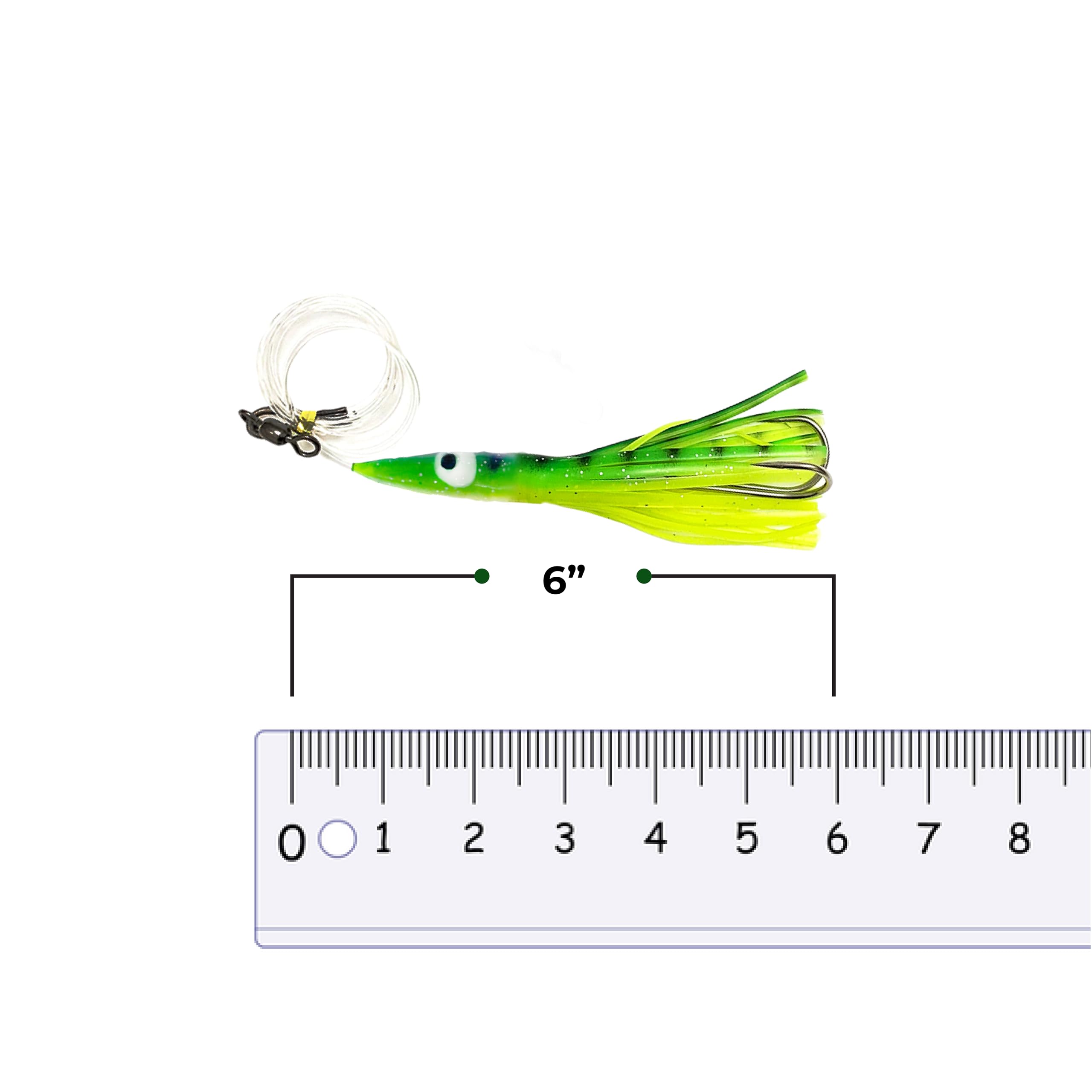 6" Fishing Tuna Clone Feather Rigged Trolling 3oz Squid Baits Trolling
