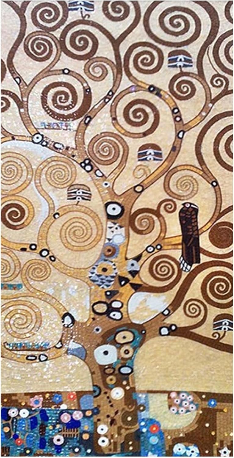Gustav Klimt’S Tree Of Life | Alluring Decoration Mural | Mosaic Mural By Mosaics Lab | Handmade Mixed | This Masterpiece Is Great As Wall Art | Perfect For Any Office, Living Room, Bedroom.