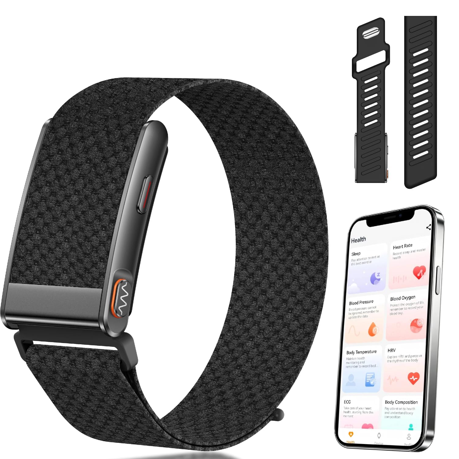 Bracelet Connecté, Smartband avec ECG, VFC, Sommeil, Pulsomètre, SpO2