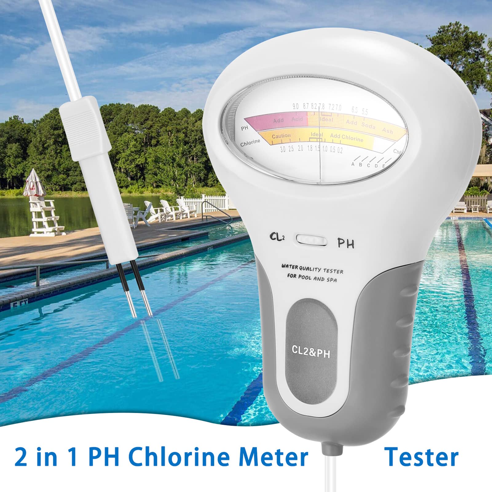 Vikye Testeur de qualité de l'eau, Précis et Fiable, Chlore d'eau et PH Compteur, Testeur d'eau Portable pour Aquariums de Spa de Piscine, etc.