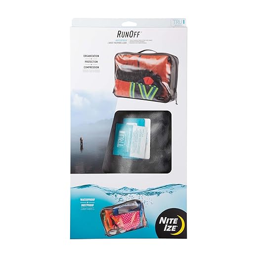 Nite Ize RunOff Waterproof Packing Cube - Waterproof Packing Cube for Travel - Dry Travel Bag with Compression - Charcoal, Large