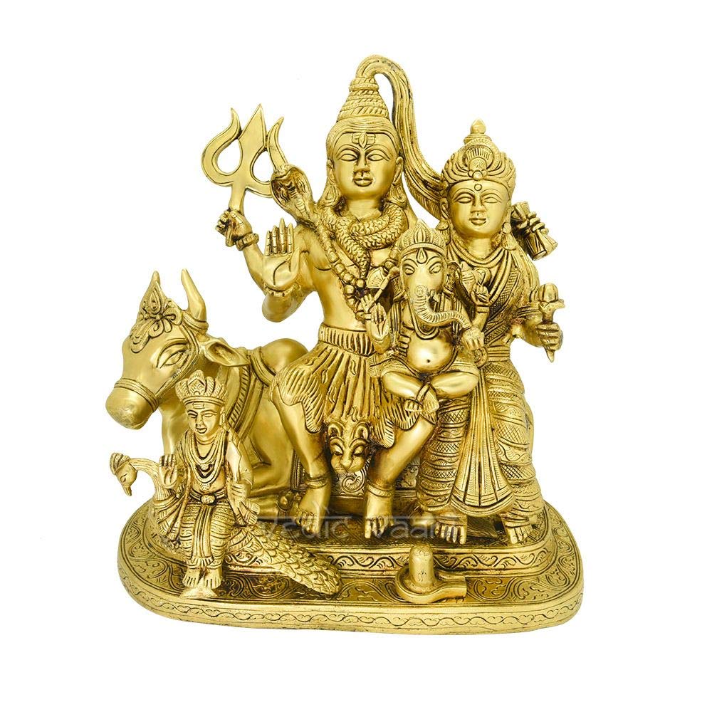Buy Vedic Vaani Brass Lord Shiv Parivar (Family) Statue Shiva Parvati