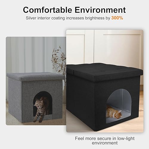 Miniatura 5 de AIPERRO Caja de arena para gatos, diseño de tapa abatible, muebles otomanos a prueba de perros, impermeable en el interior, fácil instalación y