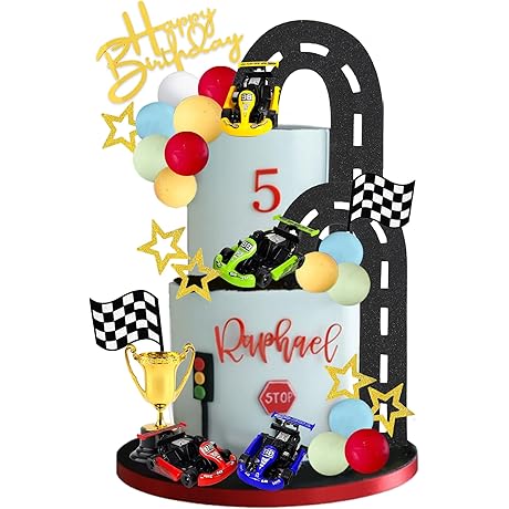 DRWATE 28 PCS Race Car Cake Toppers