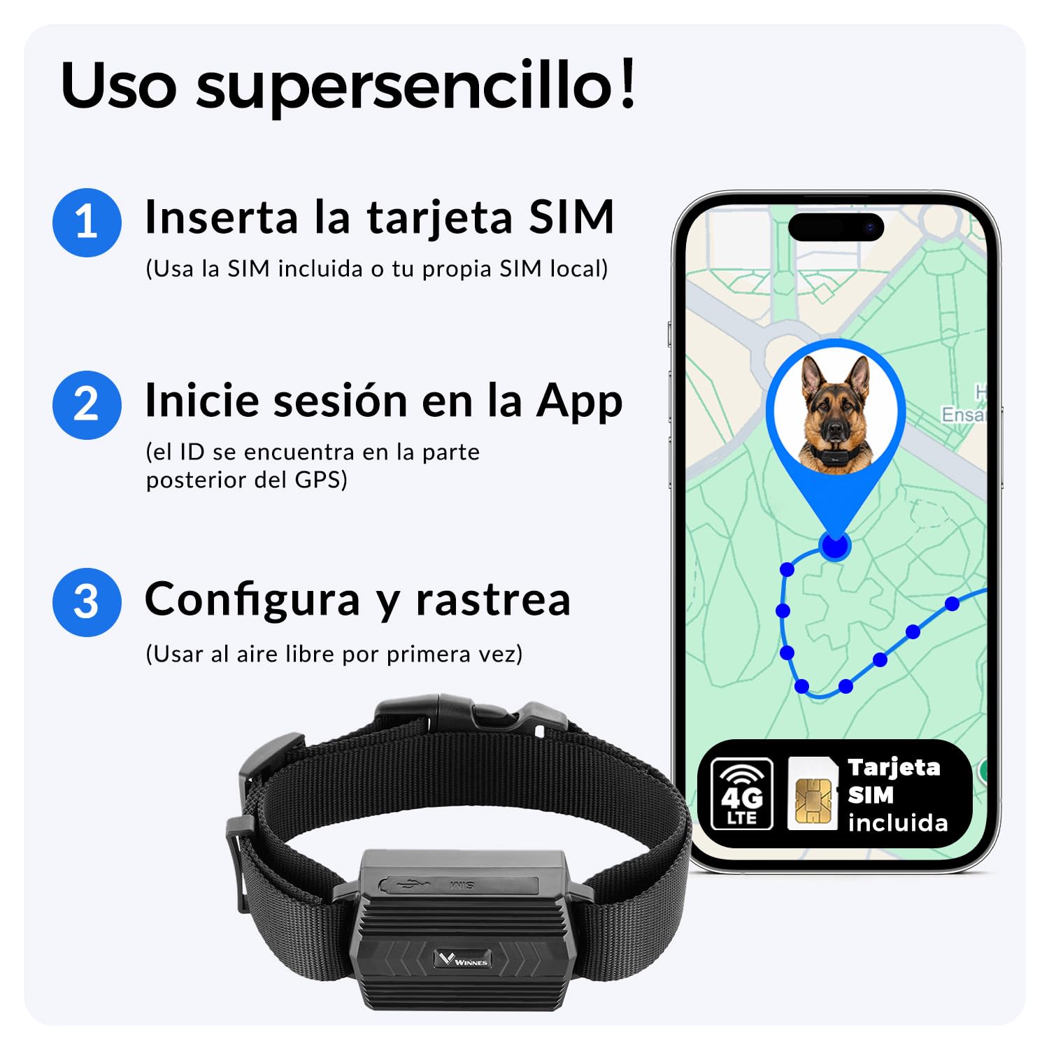 Localizador GPS para Collar de Ganado 4G con Collar Ajustable, Rastreador GPS para Animales IP66 Impermeable, Batería 3000 mAh, Geovalla, App/Web, Rutas 180 Días para Vacas, Ovejas y Perros de Caza