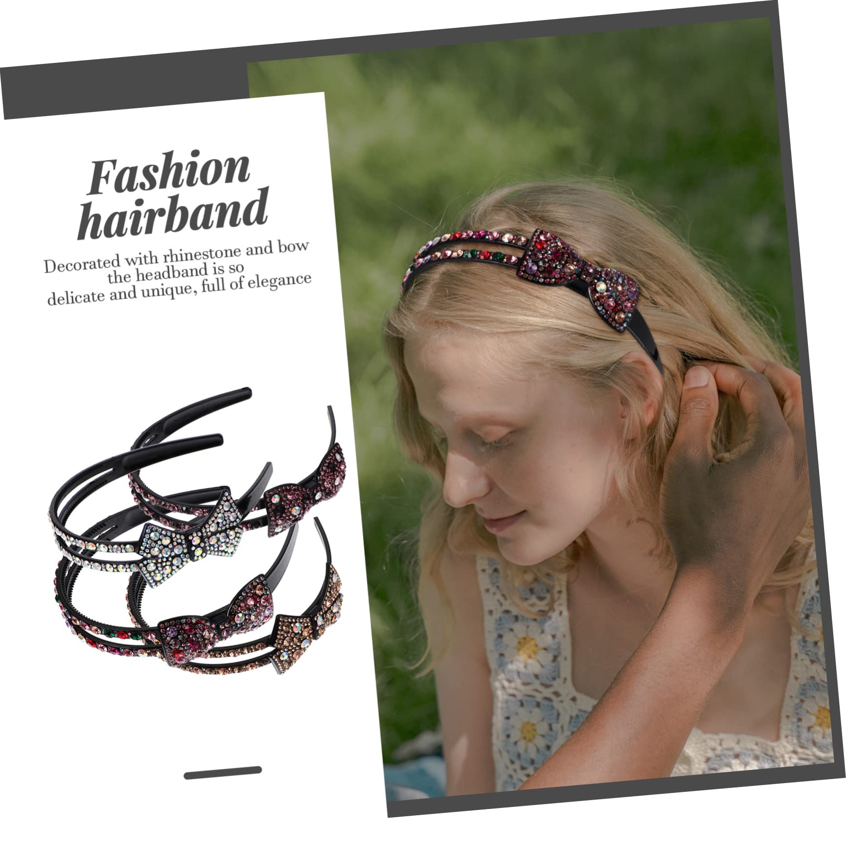 FRCOLOR 12 Pz archetto ad barrette forcine fasce gioiello per donna fasce di strass per le donne arredamento retrò cerchietti per con strass copricapo di prua creativo