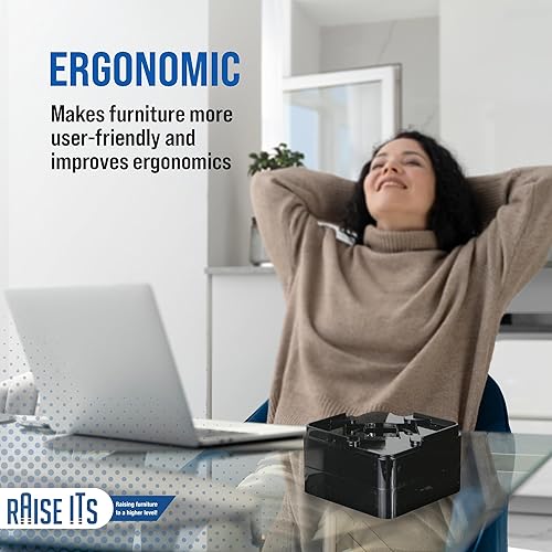 Miniatura 7 de Raise ITS Furniture Risers - Elevador de cama, color negro, 1 x 4 x 4 pulgadas (8 unidades)