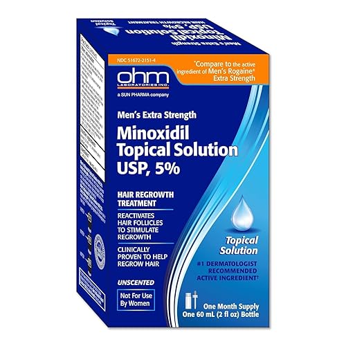 Minoxidil - Botella de tintura para hombre al 5% de 2 onzas, clínicamente probada para volver a crecer el cabello, solución tópica al 5%,